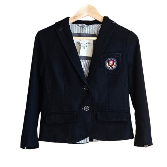 NEW! Abercrombie & Fitch Academy Blazer With Crest Wool Navy Women's Small - Picture 1 of 9